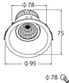 שקוע לד טרימלס 12W קדח 80mm, קוטר 95mm – מתאים לעמעום (דימר)