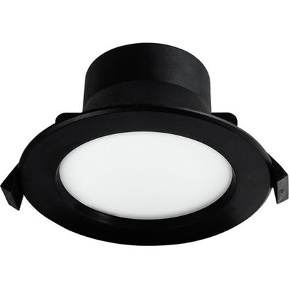 שקוע לד עגול שחור 10W IP44 3000/4000/6000K קדח 90mm, קוטר 115mm – מתאים לעמעום (דימר)