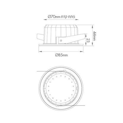 פאנל לד שקוע אינטגרלי עגול 3" 5W, אור חם Nisko