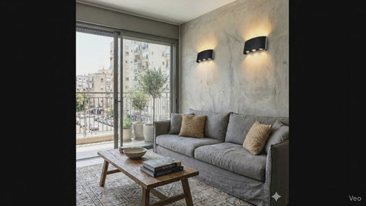 מנורת קיר IP54 9W UP/DOWN JUMP שחור- אור קר semicom